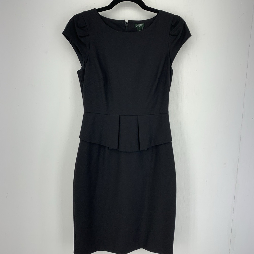 J Crew Womens 0 Black Peplum Sheath Dress Business Academia Professional